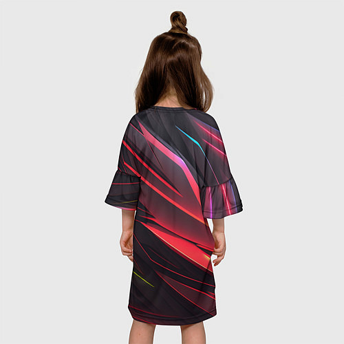 Детское платье Красно-черная текстура / 3D-принт – фото 4