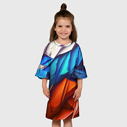 Платье клеш для девочки Российский флаг на скале, цвет: 3D-принт — фото 2