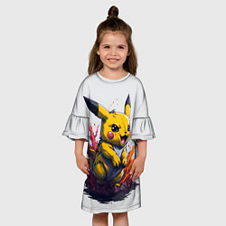 Платье клеш для девочки Злой пикачу, цвет: 3D-принт — фото 2