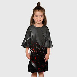 Платье клеш для девочки Черно-красные плиты, цвет: 3D-принт — фото 2