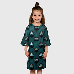 Платье клеш для девочки Зелёная шипованная броня, цвет: 3D-принт — фото 2