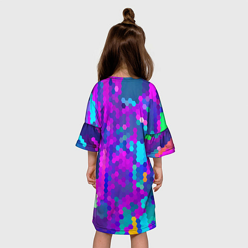 Детское платье Шестиугольники неонового цвета / 3D-принт – фото 4