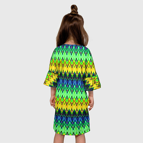 Детское платье Разноцветный желто-синий геометрический орнамент / 3D-принт – фото 4