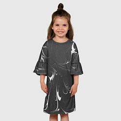Платье клеш для девочки Черно-белый узор, цвет: 3D-принт — фото 2