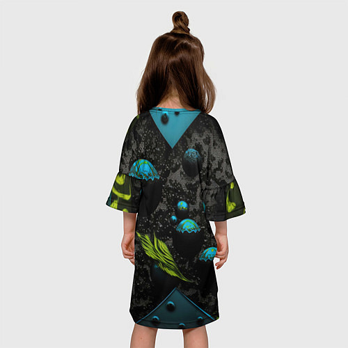 Детское платье Зеленые абстрактные листья / 3D-принт – фото 4
