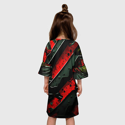 Детское платье Черные плашки на красном фоне / 3D-принт – фото 4