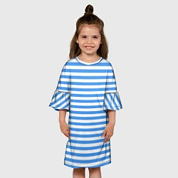 Платье клеш для девочки Тельняшка васильковая ВДВ, цвет: 3D-принт — фото 2
