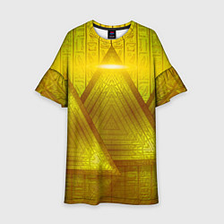 Платье клеш для девочки Золотые пирамиды и треугольники, цвет: 3D-принт