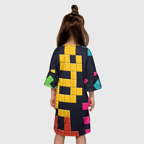 Детское платье Узор Тетрис абстракции / 3D-принт – фото 4