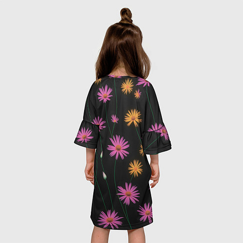 Детское платье Полевые цветы на черном фоне / 3D-принт – фото 4