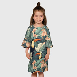 Платье клеш для девочки Туканы: арт нейросети, цвет: 3D-принт — фото 2