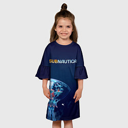 Платье клеш для девочки Subnautica подводный город, цвет: 3D-принт — фото 2