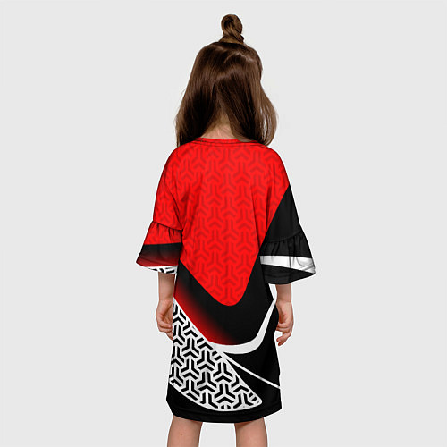 Детское платье Геометрическая униформа - красная / 3D-принт – фото 4