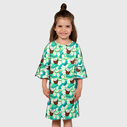 Платье клеш для девочки Летний паттерн с кокосом, цвет: 3D-принт — фото 2