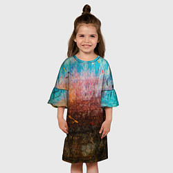 Платье клеш для девочки Разноцветные тени и краски, цвет: 3D-принт — фото 2