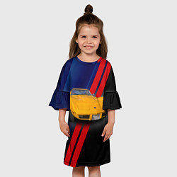 Платье клеш для девочки Классический спорткар Chevrolet Corvette Stingray, цвет: 3D-принт — фото 2