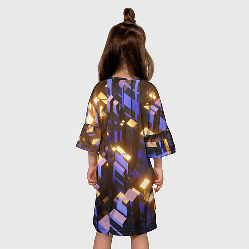 Детское платье Фиолетовые и светящиеся кубы / 3D-принт – фото 4