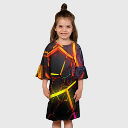 Платье клеш для девочки Неоновые трубки, цвет: 3D-принт — фото 2