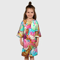 Платье клеш для девочки Сладкая жизнь, цвет: 3D-принт — фото 2