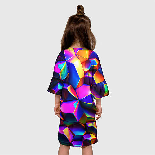 Детское платье Бензиновые неоновые кристаллы / 3D-принт – фото 4