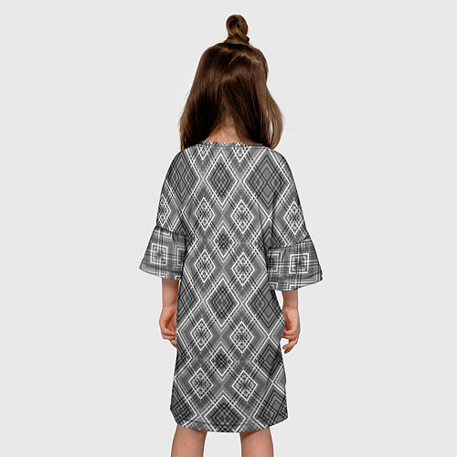 Детское платье Геометрический узор черно белые ромбы / 3D-принт – фото 4