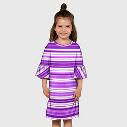 Платье клеш для девочки Фиолетовые полосы, цвет: 3D-принт — фото 2