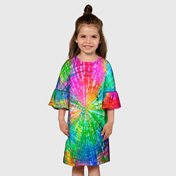 Платье клеш для девочки Радужное излучение, цвет: 3D-принт — фото 2