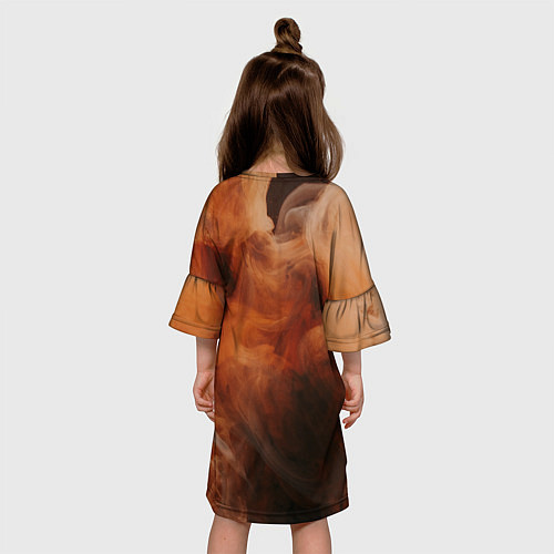 Детское платье Оранжевый абстрактный дым / 3D-принт – фото 4