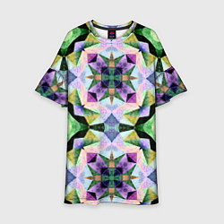 Платье клеш для девочки Разноцветная мраморная мозаика, цвет: 3D-принт