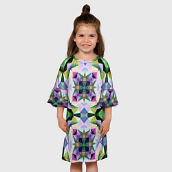 Платье клеш для девочки Разноцветная мраморная мозаика, цвет: 3D-принт — фото 2