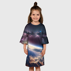 Платье клеш для девочки Планета и космос, цвет: 3D-принт — фото 2