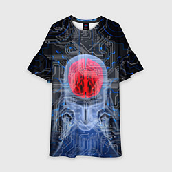 Платье клеш для девочки Квантовый мозг, цвет: 3D-принт