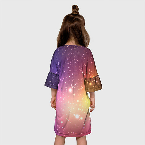 Детское платье Желто фиолетовое свечение и звезды / 3D-принт – фото 4