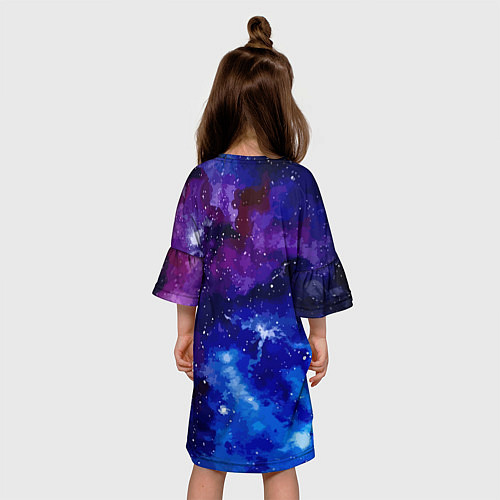 Детское платье Панда-космонавт в космосе - неон / 3D-принт – фото 4