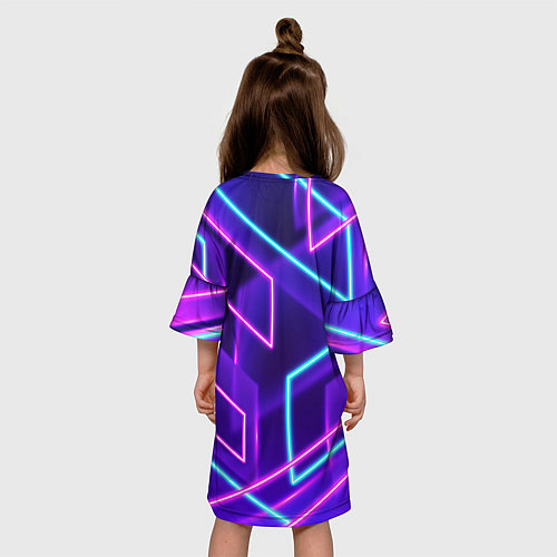 Детское платье Светящиеся разноцветные полосы / 3D-принт – фото 4