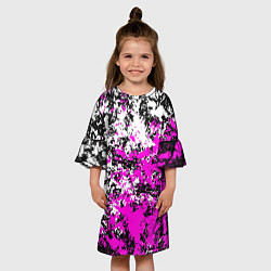 Платье клеш для девочки Розово белая краска, цвет: 3D-принт — фото 2