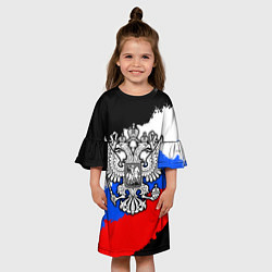 Платье клеш для девочки Триколор - герб РФ, цвет: 3D-принт — фото 2