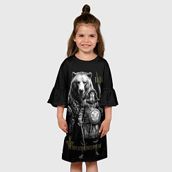 Платье клеш для девочки Велес с медведем, цвет: 3D-принт — фото 2