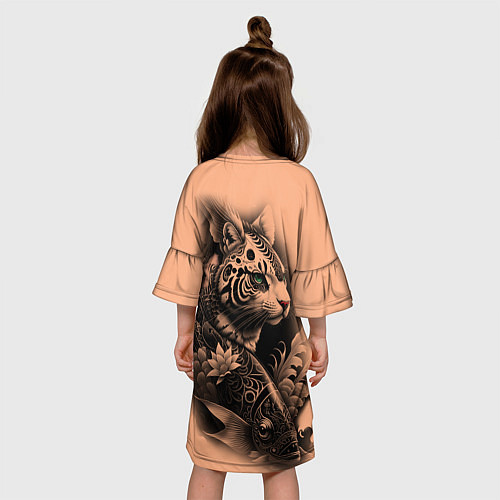 Детское платье Экзотический кот и рыба / 3D-принт – фото 4