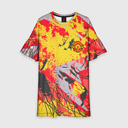 Платье клеш для девочки ФК Манчестер Юнайтед команда, цвет: 3D-принт