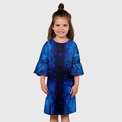 Платье клеш для девочки Тёмно-синие множества фигур, цвет: 3D-принт — фото 2