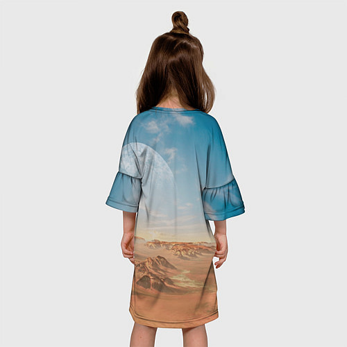 Детское платье Пустынная планета и спутник / 3D-принт – фото 4