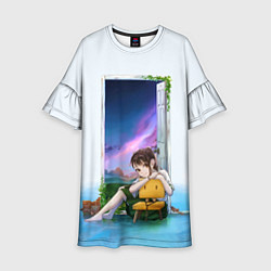 Платье клеш для девочки Судзумэ закрывающая двери, цвет: 3D-принт