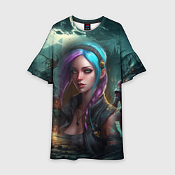 Платье клеш для девочки Jinx art Arcane League of Legends, цвет: 3D-принт