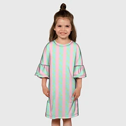 Платье клеш для девочки Полоска в цветочек - костюм Кена из фильма Барби, цвет: 3D-принт — фото 2
