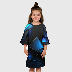 Платье клеш для девочки Черные и синие элементы, цвет: 3D-принт — фото 2