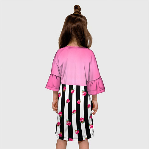 Детское платье Костюм Барби: полоска с розами / 3D-принт – фото 4