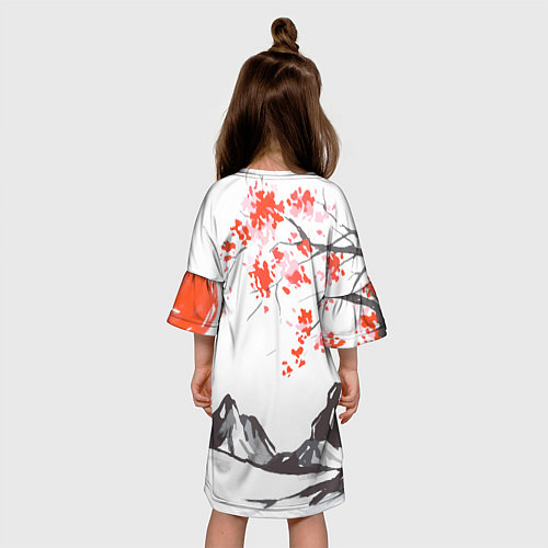 Детское платье Цветущая сакура и солнце - Япония / 3D-принт – фото 4