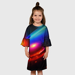 Платье клеш для девочки Неоновая галактика, цвет: 3D-принт — фото 2