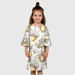 Платье клеш для девочки Лимоны - винтаж графика: паттерн, цвет: 3D-принт — фото 2